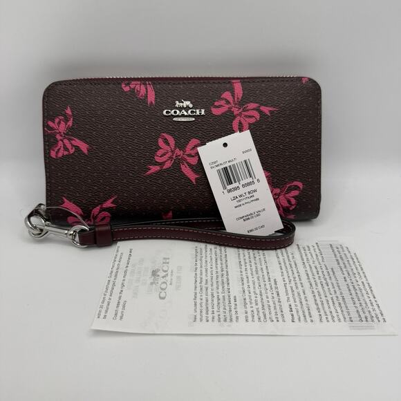 Coach Long Zip Around Wallet Signature Canvas Bow Print CZ327 - Picture 6 of 6